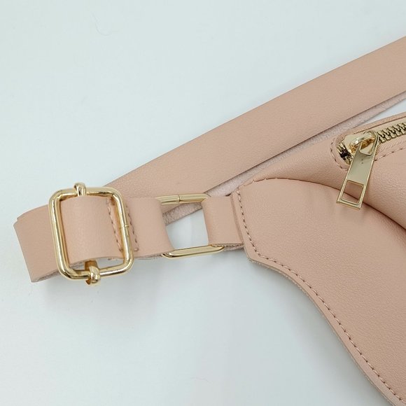MEIXIAOME WMN'S Adjustable No Clip Belt Bag, Blush Pink & Gold.Vegan Leather Raw - Picture 3 of 7
